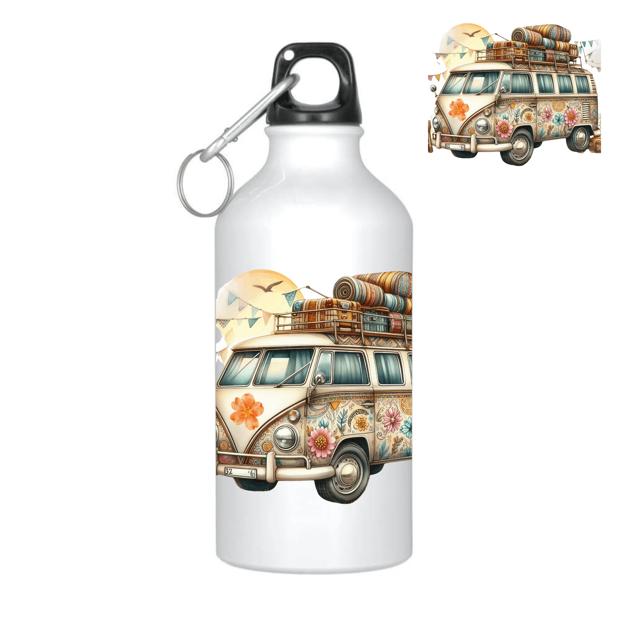 Bidon met de afbeelding van een VW busje.