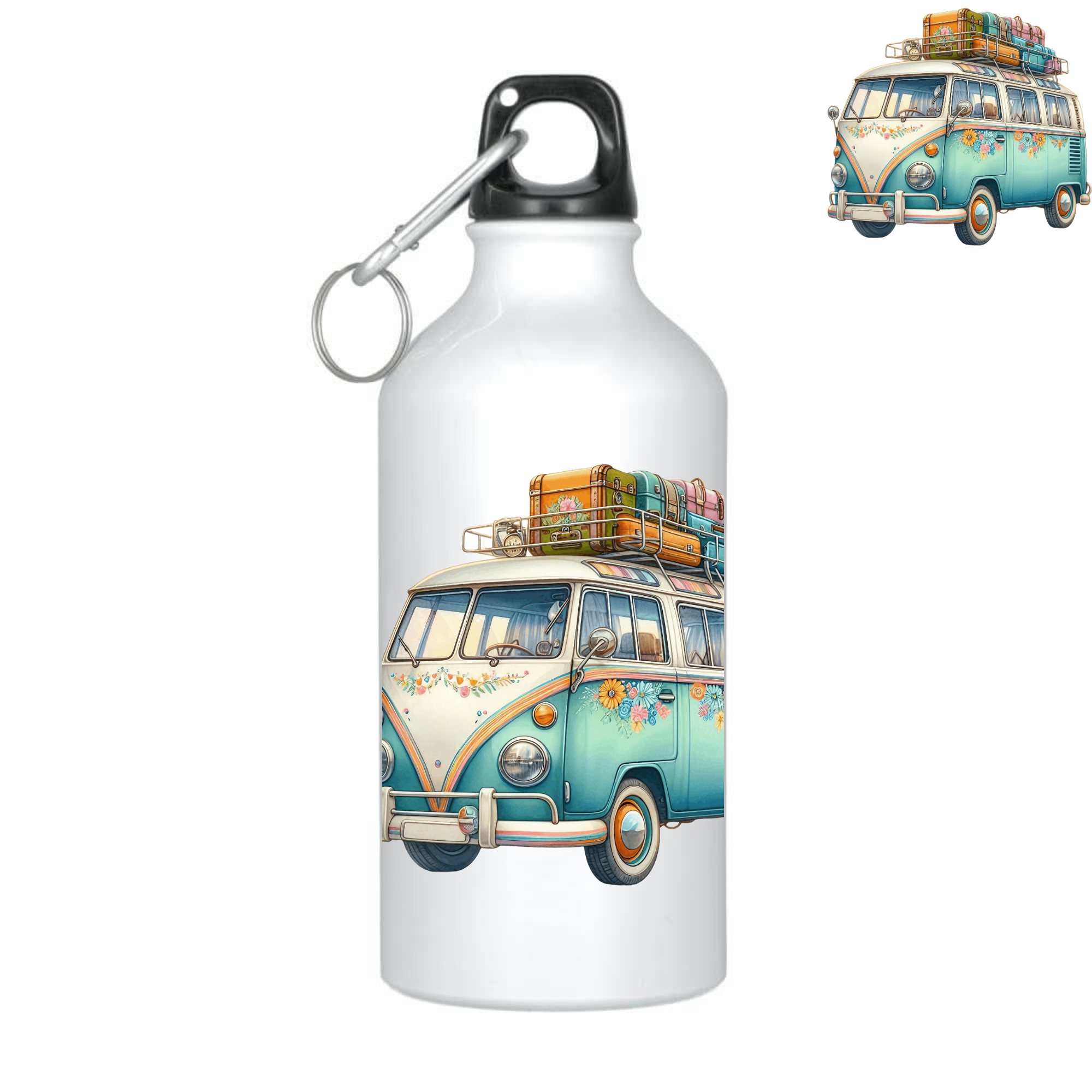 Bidon met de afbeelding van een kleurrijk VW busje