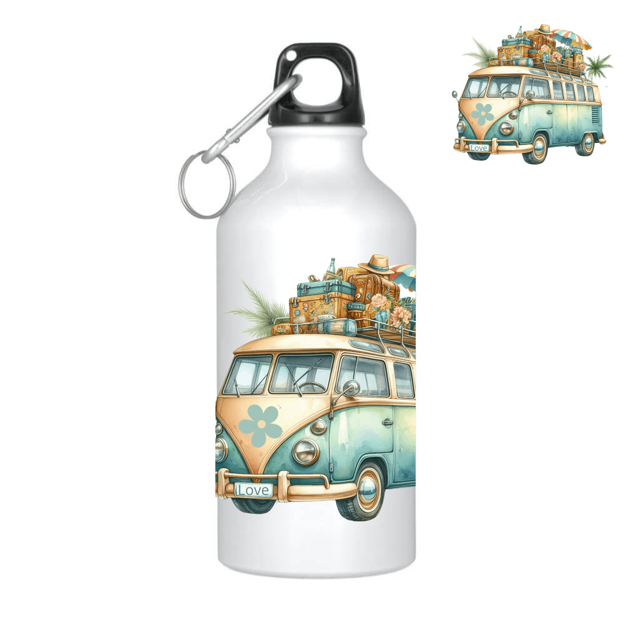 Bidon met de afdruk van een kleurrijk VW busje