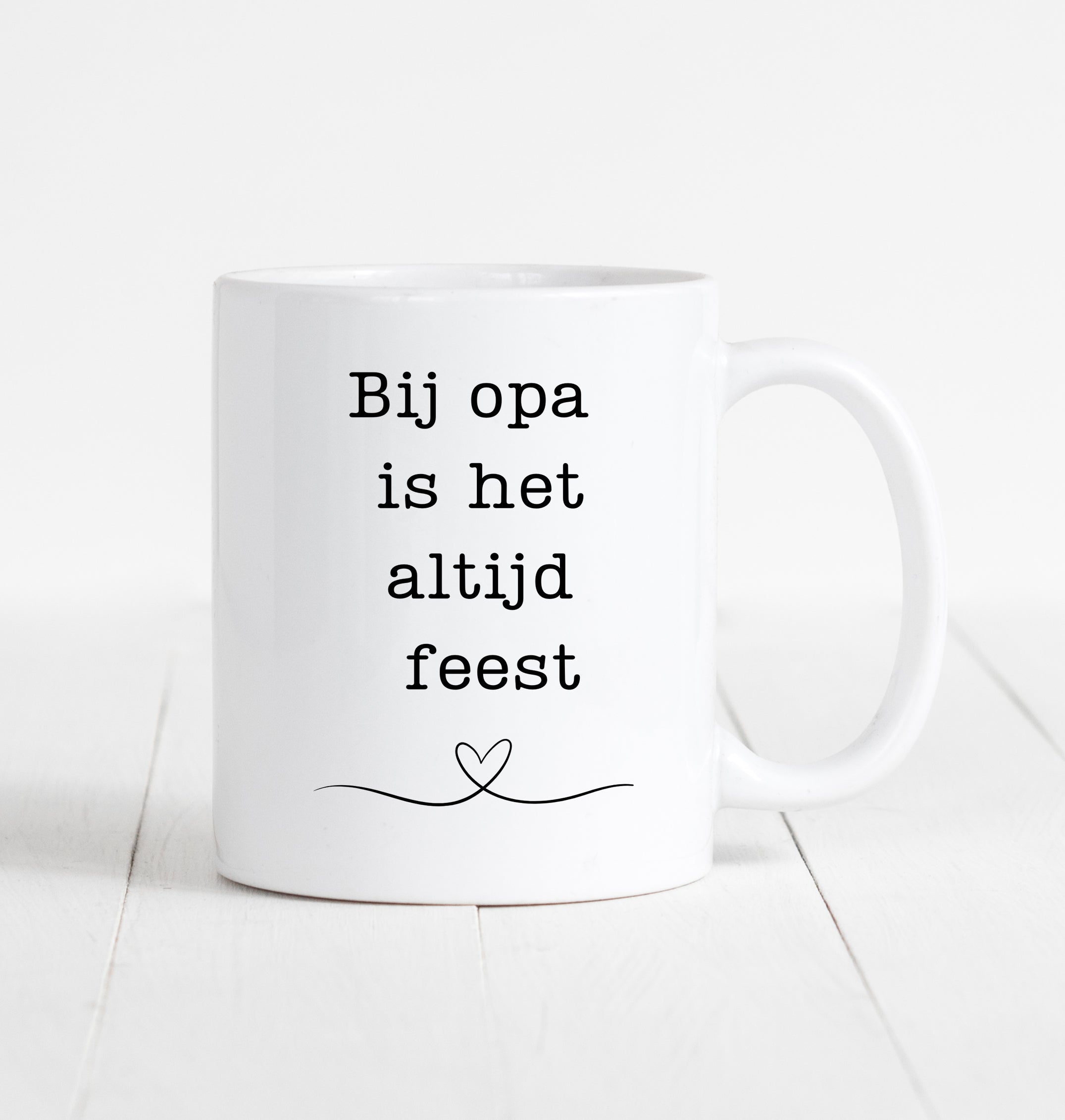 witte mok steen met tekst bij opa