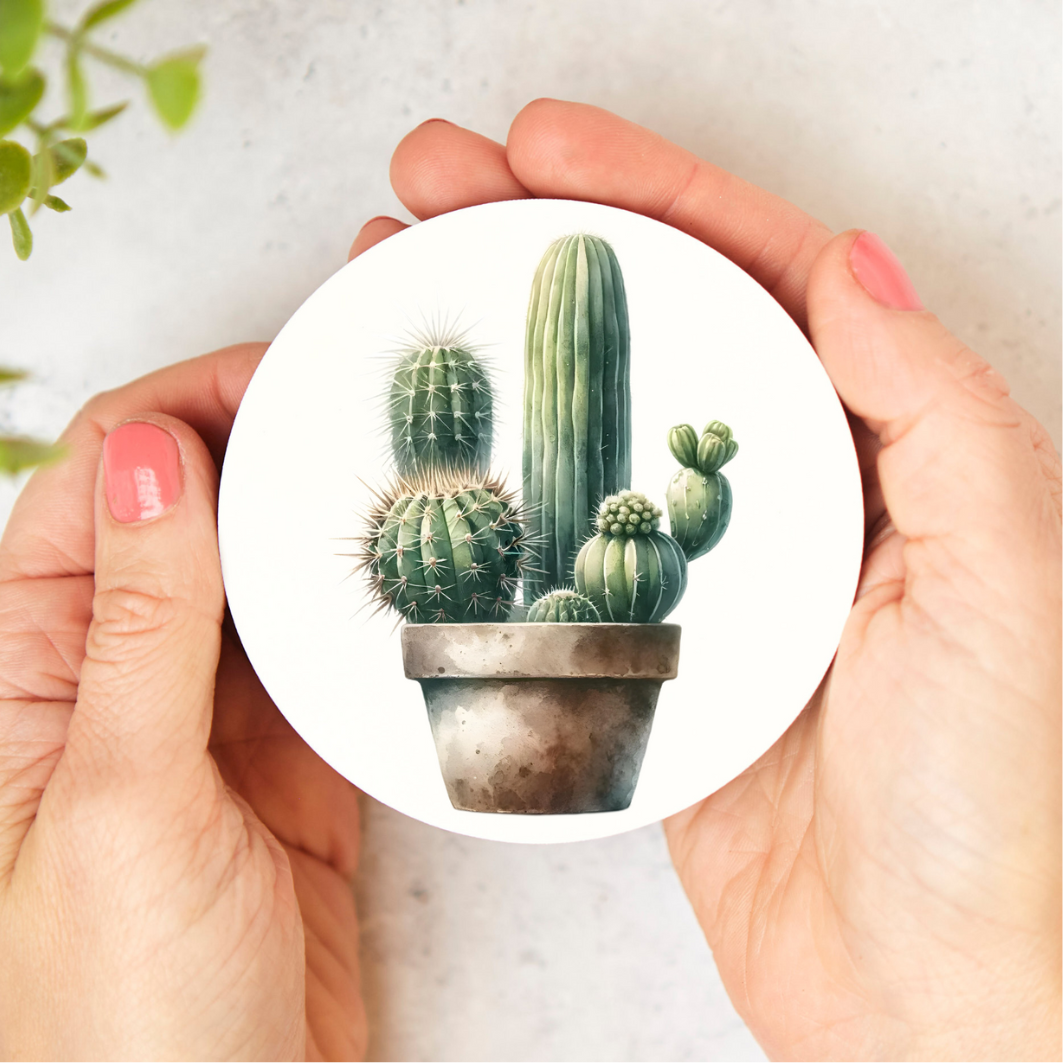 Ronde onderzetter met natuurprint – een sfeervolle bescherming voor je tafel.