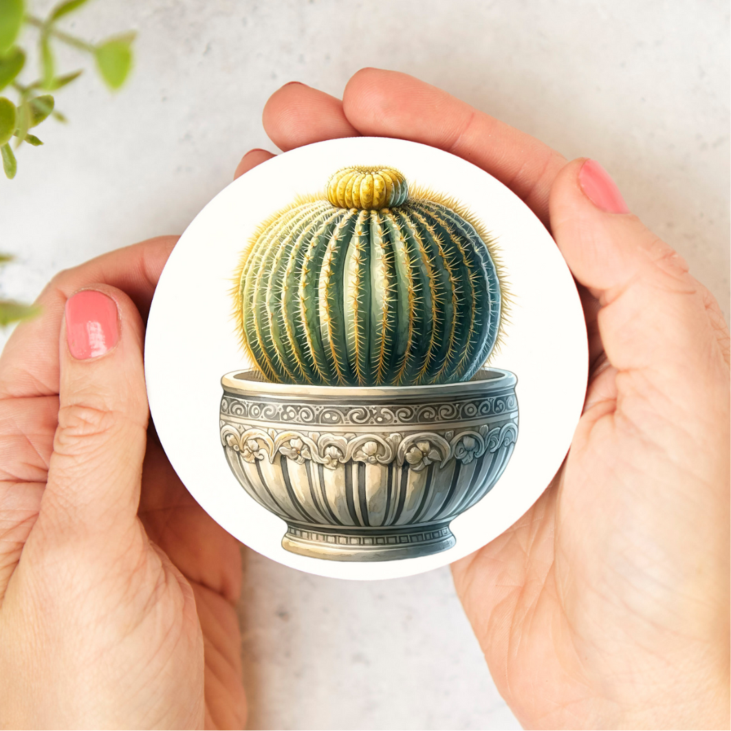 Ronde onderzetter met natuurprint – een sfeervolle bescherming voor je tafel.