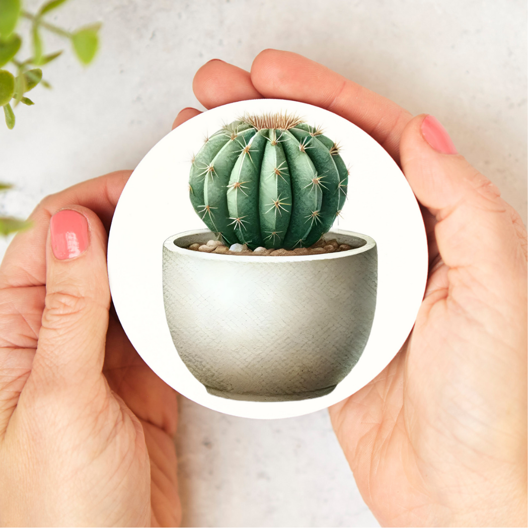 Ronde onderzetter met natuurprint – een sfeervolle bescherming voor je tafel.