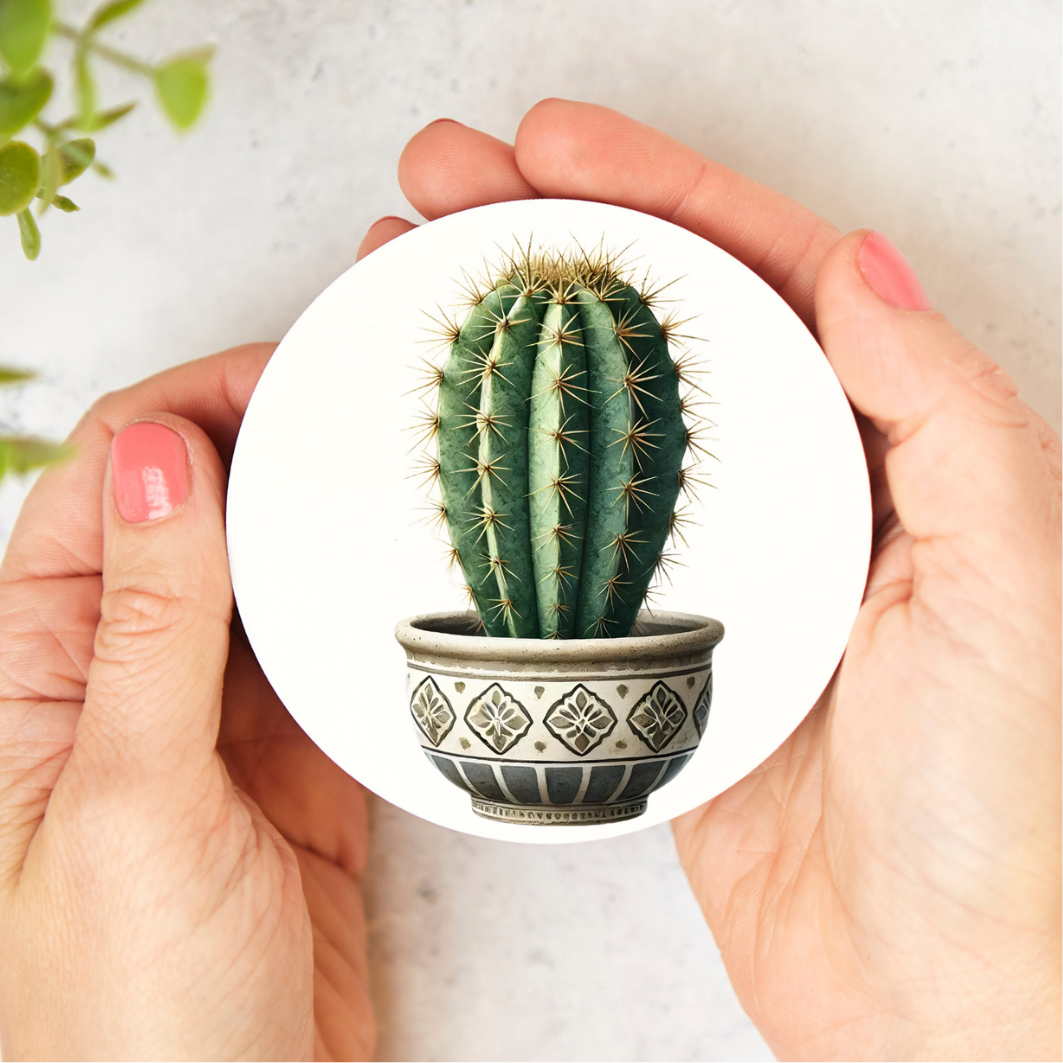 Ronde onderzetter met natuurprint – een sfeervolle bescherming voor je tafel.