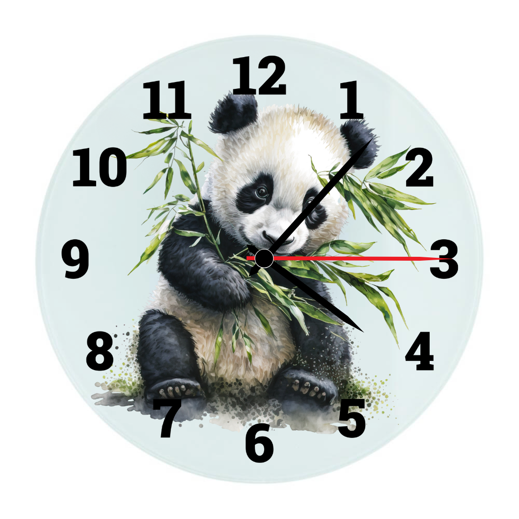 Wandklok met de afbeelding van een panda
