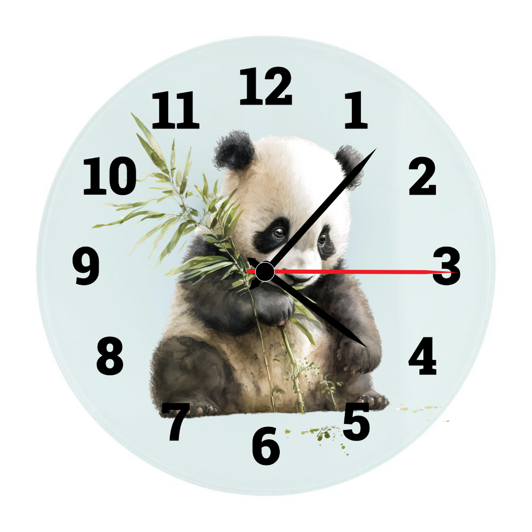 Wandklok met de afbeelding van een panda