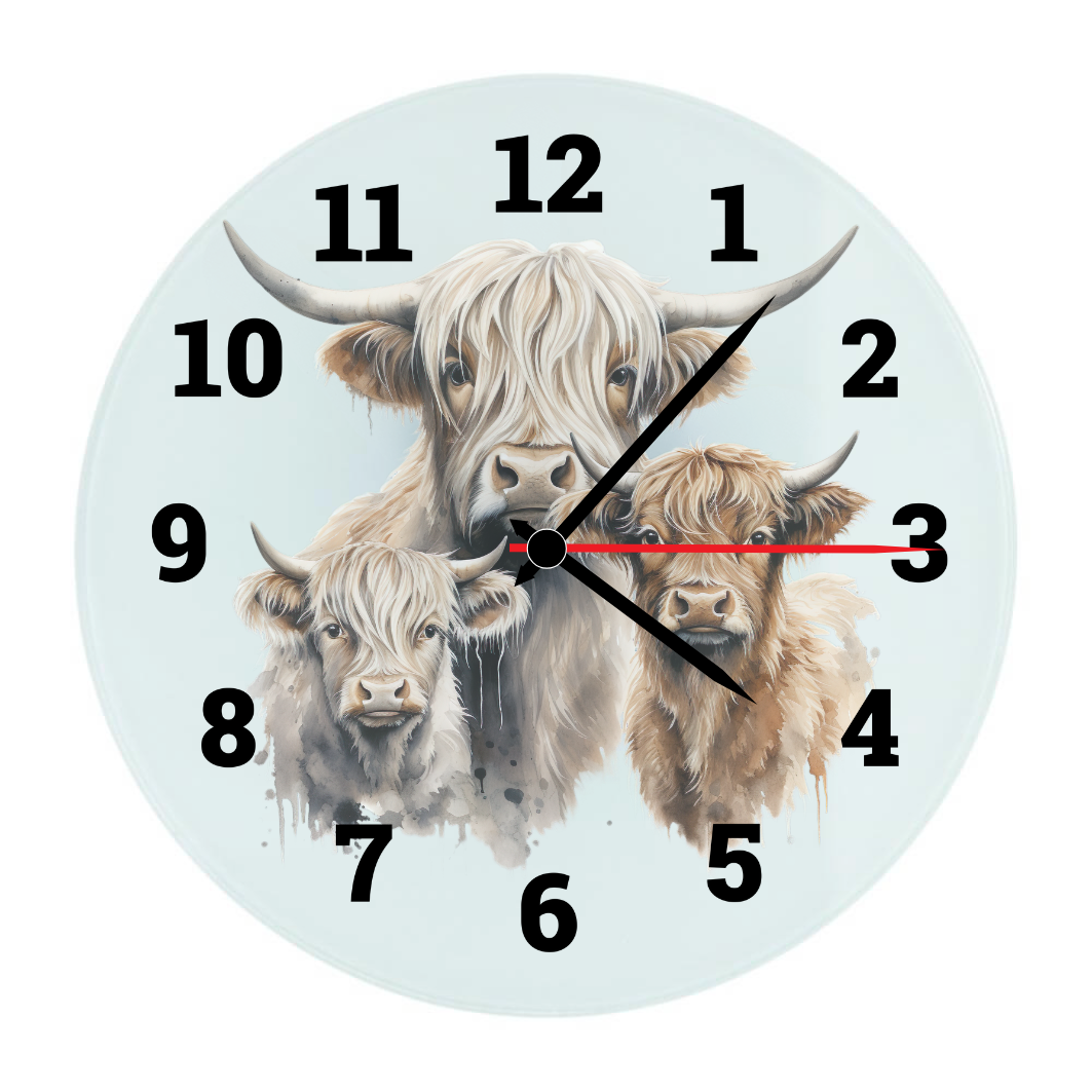 Wandklok met de afbeelding van de schotse hooglander