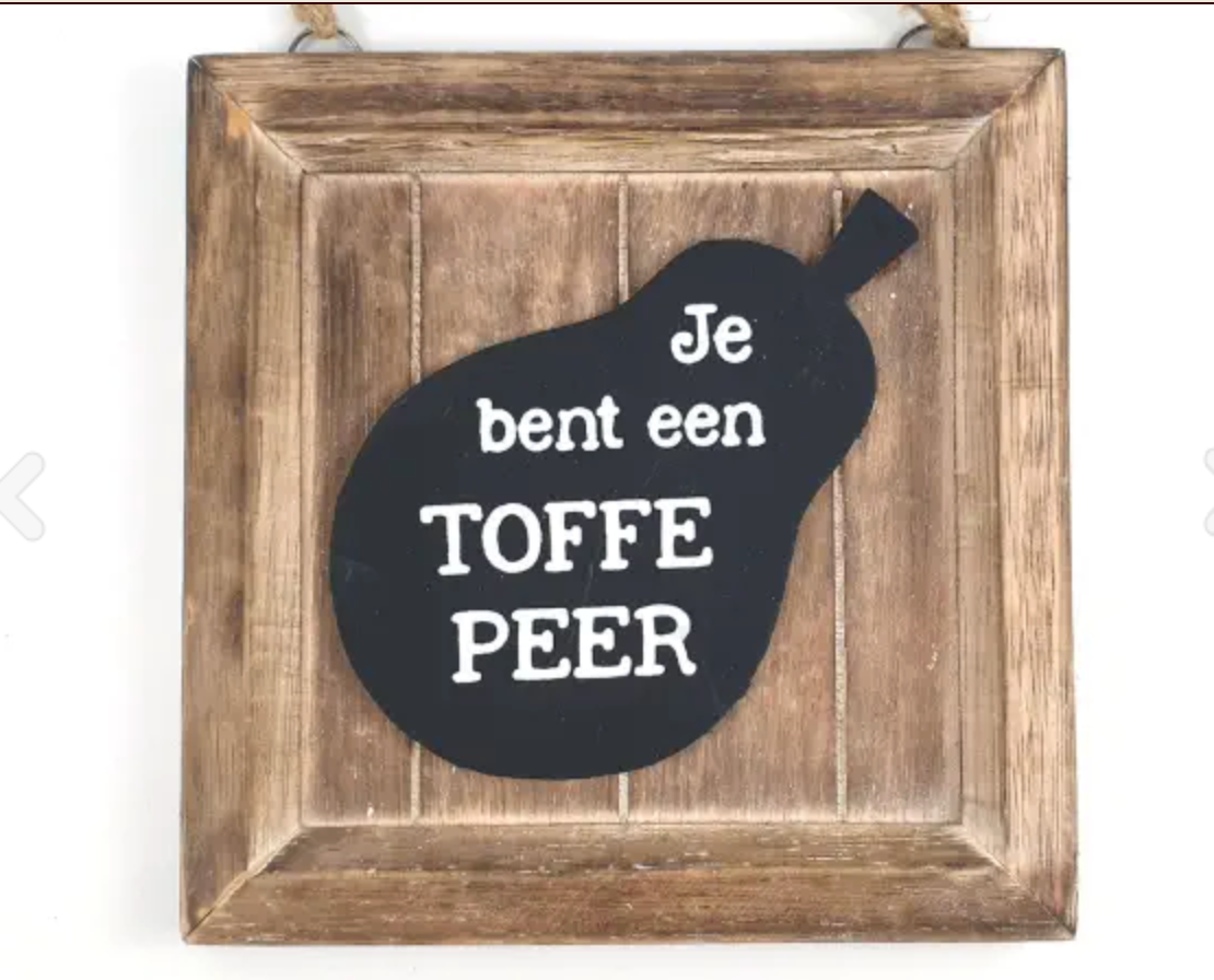 Tekstbordje Toffe peer