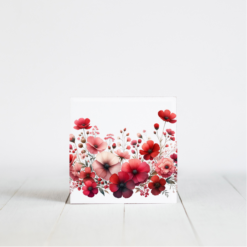 tegeltje wilde bloemen rood