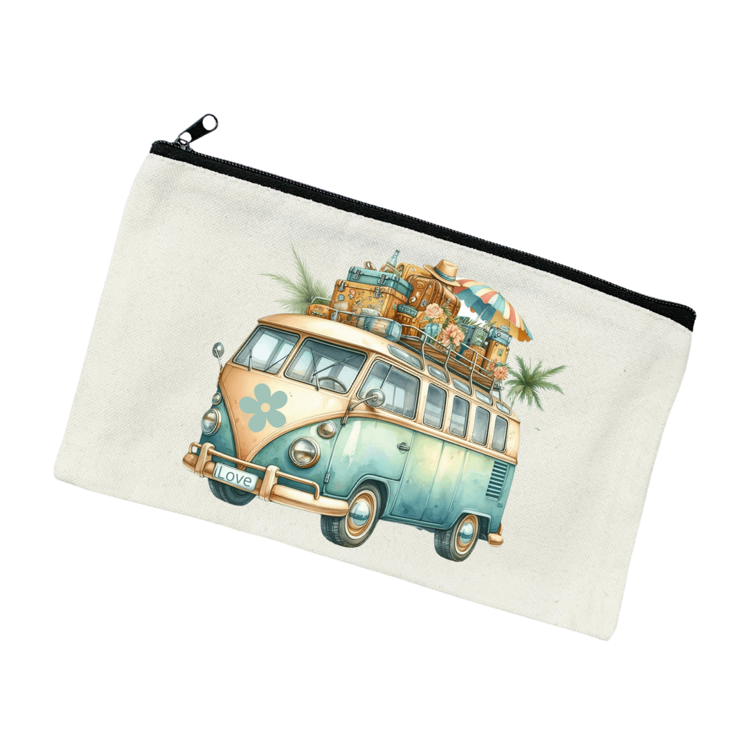 etui make-up met de afbeelding van het nostalgische VW busje