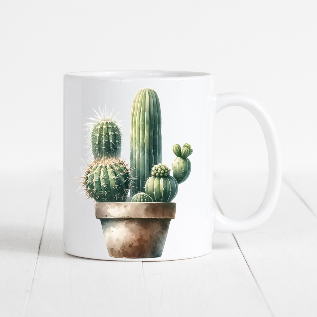 witte mok met cactus