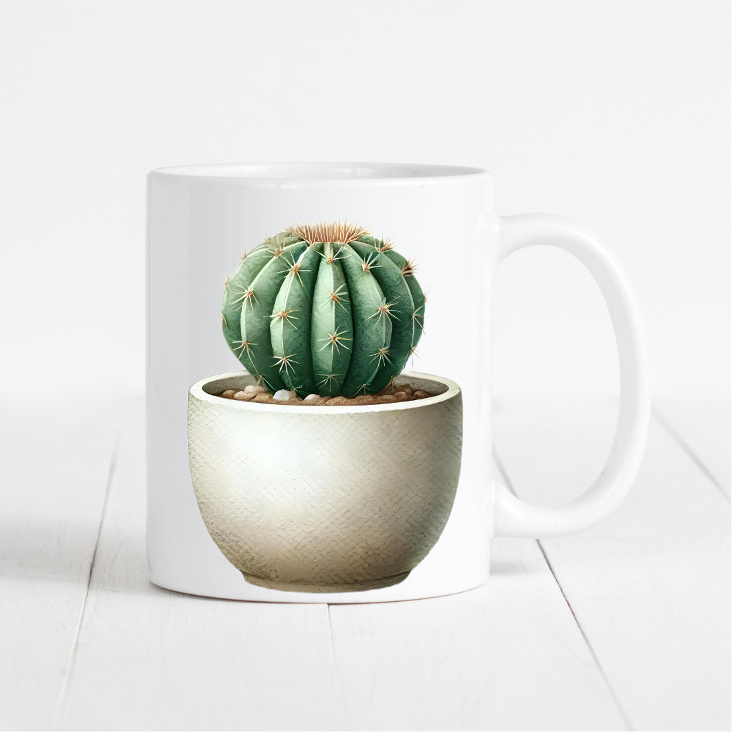 witte mok met cactus