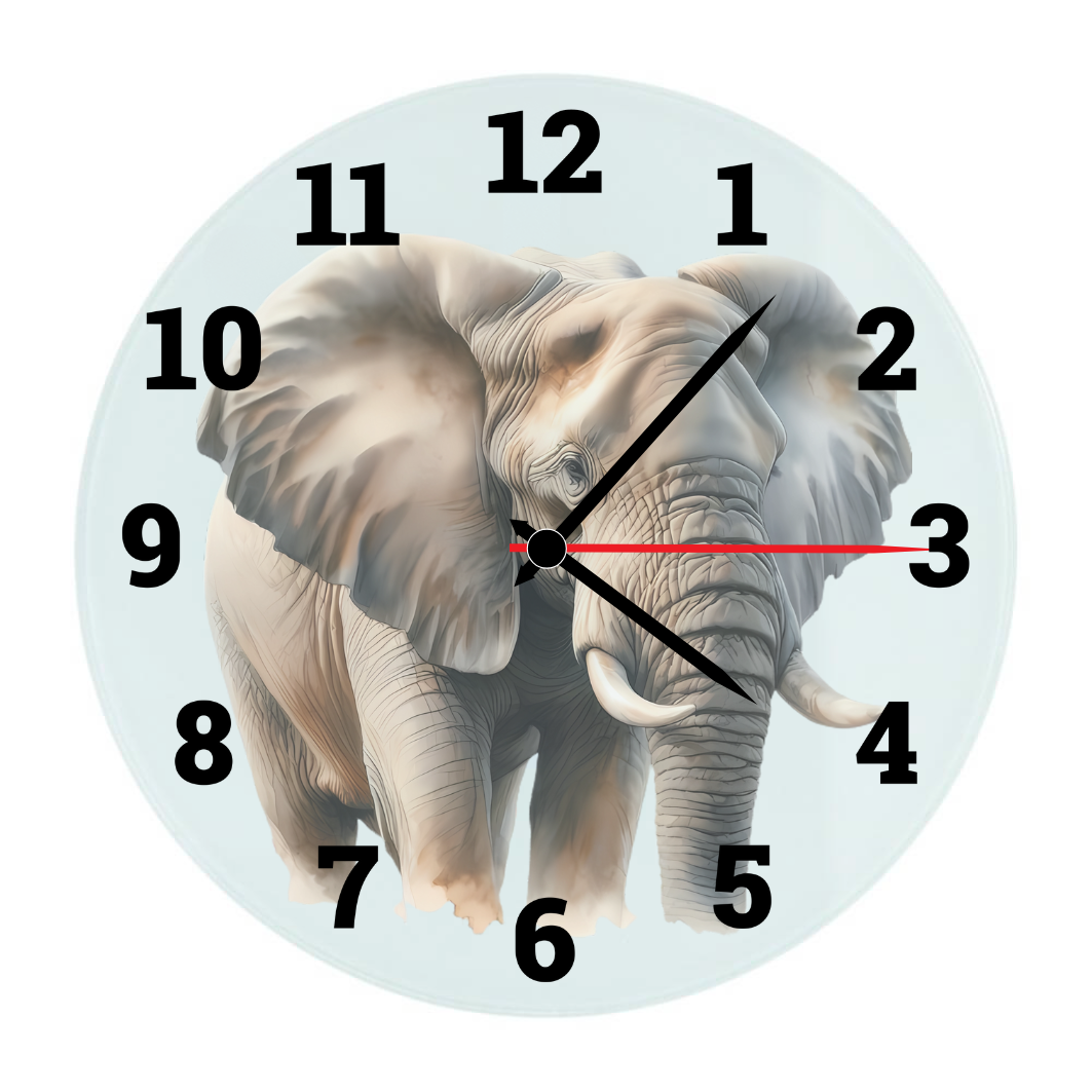 Wandklok met de afbeelding van een prachtige olifant
