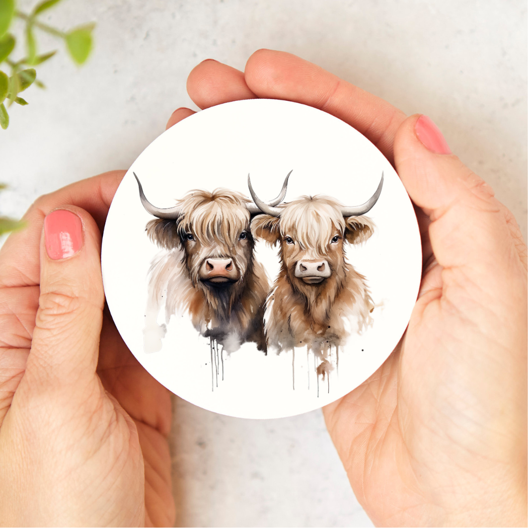 onderzetter rond schotse hooglander