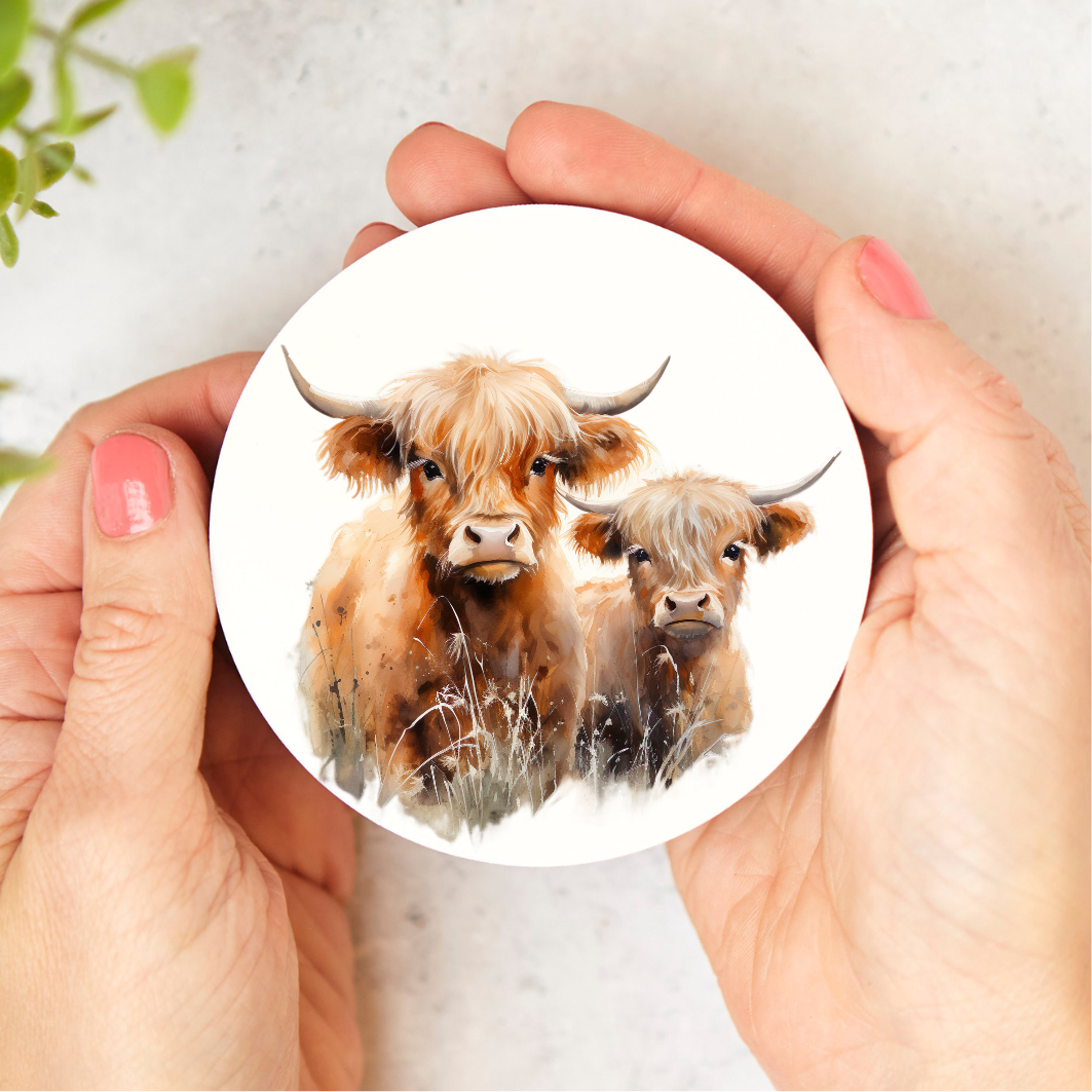 onderzetter rond schotse hooglander