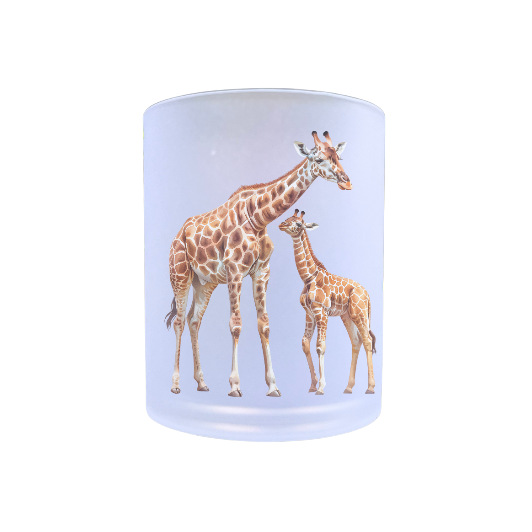 waxinelichthouder glas 2 giraffen