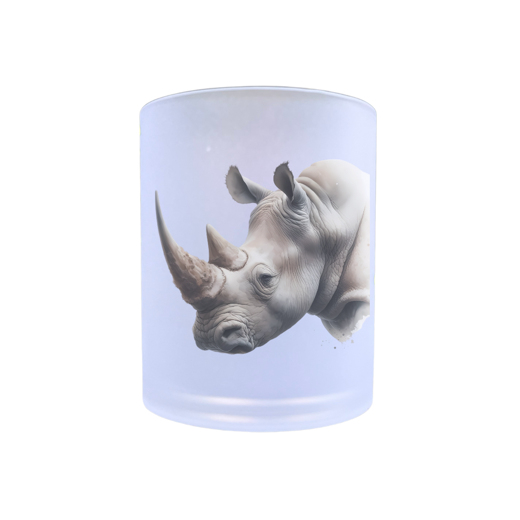 waxinelichthouder glas neushoorn