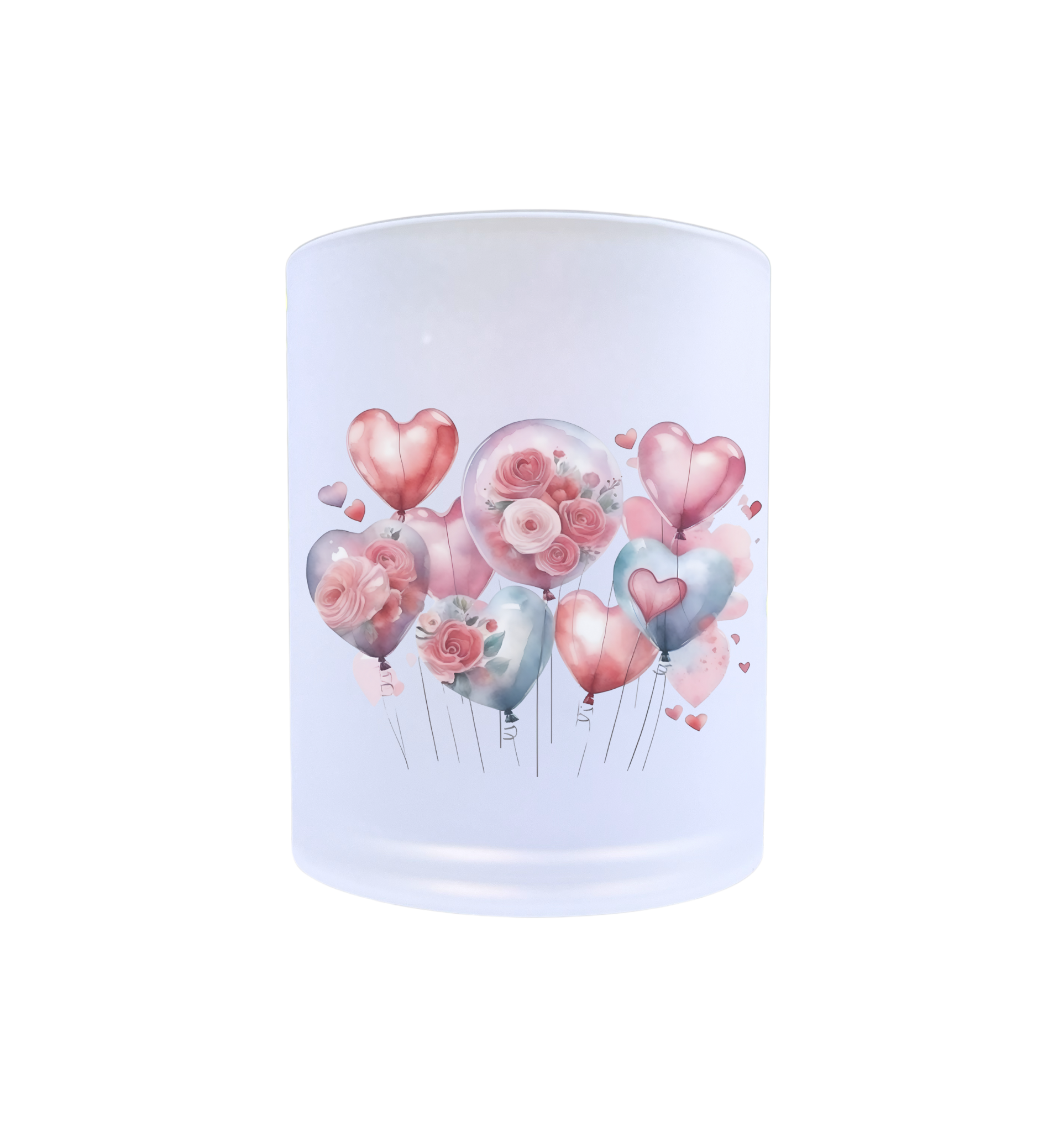 waxinelichthouder glas ballonnen hartjes