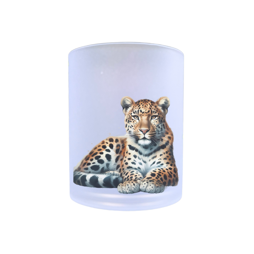 waxinelichthouder glas luipaard