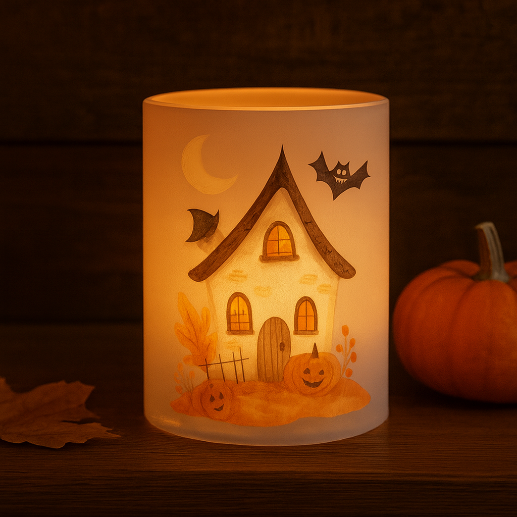 Waxinelichthouder spookhuis
