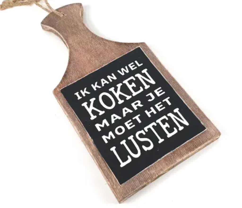 Tekstbordje Ik kan wel koken