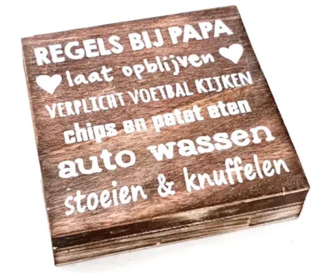 Tekstbordje Regels bij papa